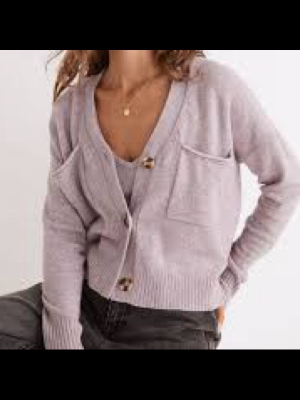 Madewell Lilac Button-Front V-Neck Pocket Cardigan